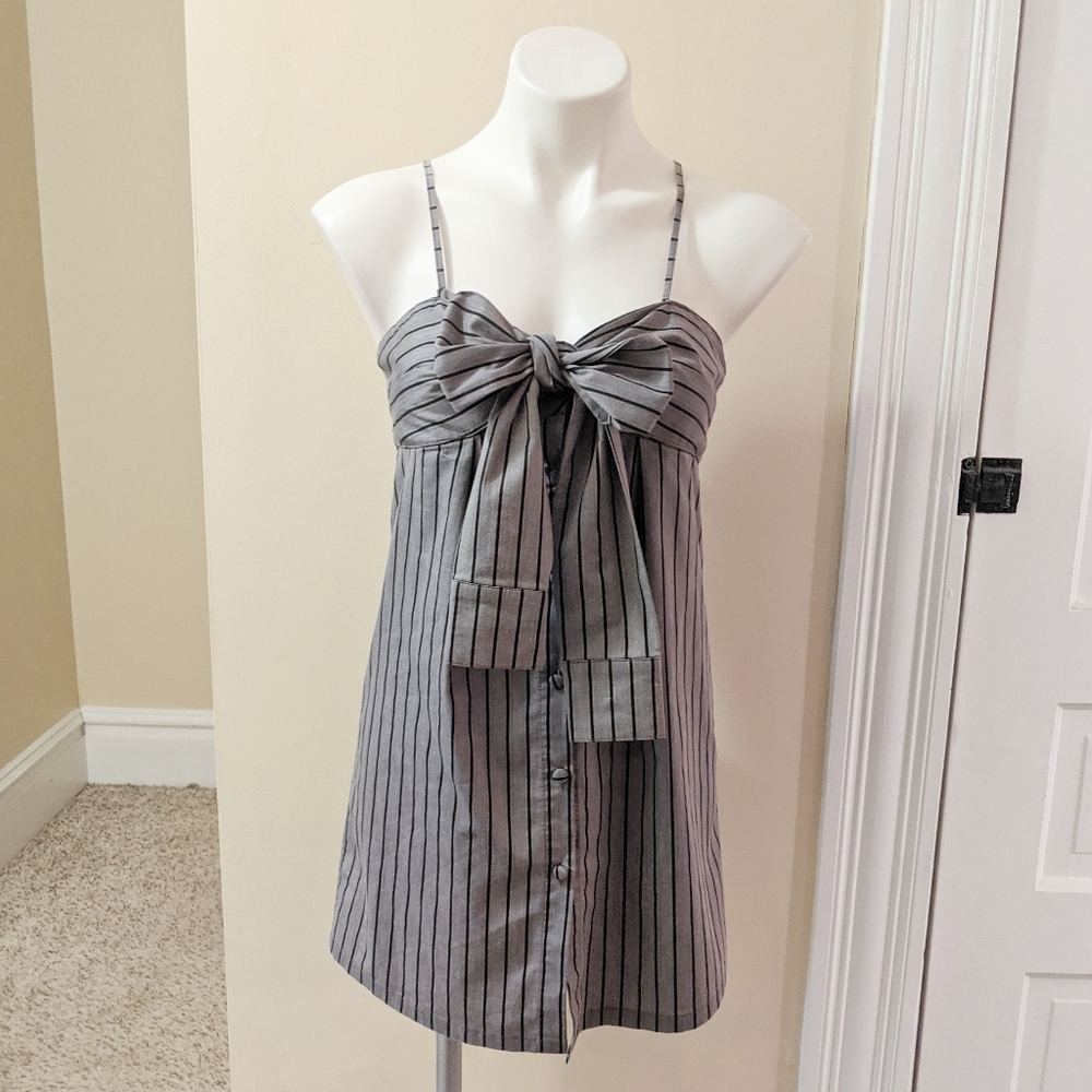 another edition gray striped speghetti strap dress